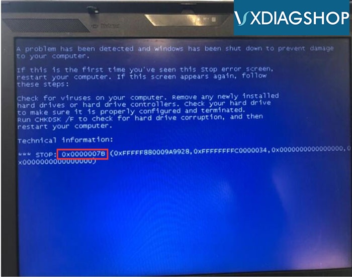 Vxdiag Hdd 0000007b Error
