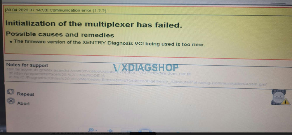 Vxdiag Xentry Firmware Vci Too New