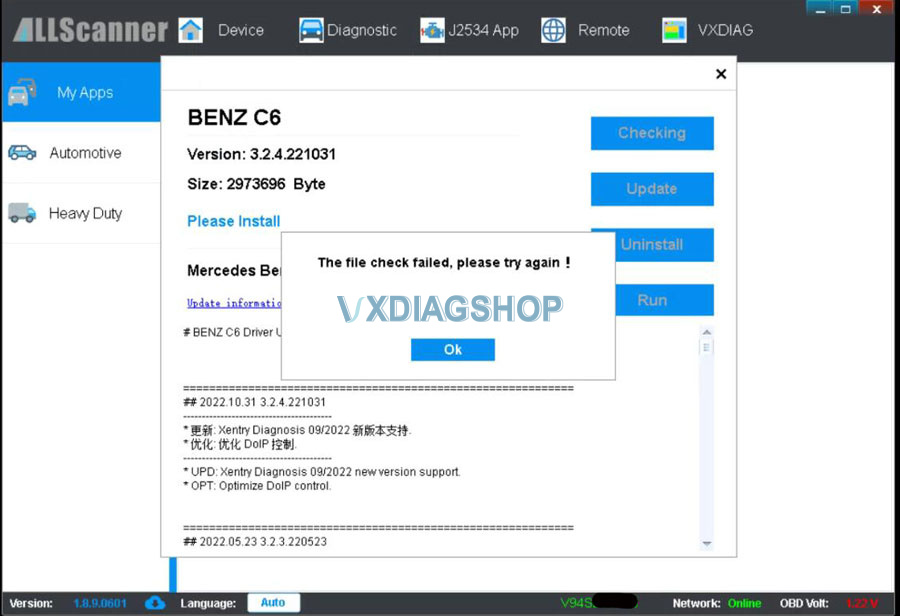 Vxdiag Benz C6 File Check Failed 1