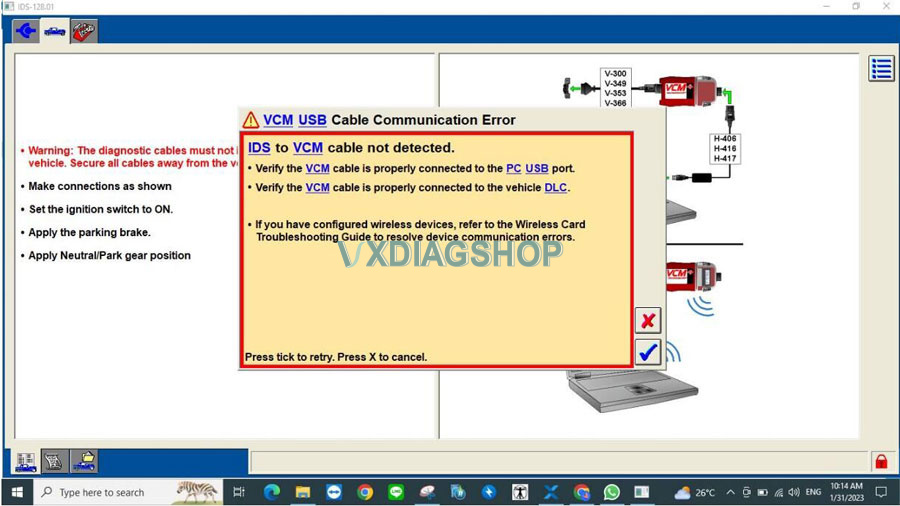 Vxdiag Vcx Nano Ford Vcm Usb Cummunication Error 1