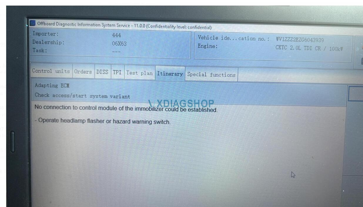 Vxdiag Vcx Se 6154 Cannot Connect VW Crafter 2016 Immo