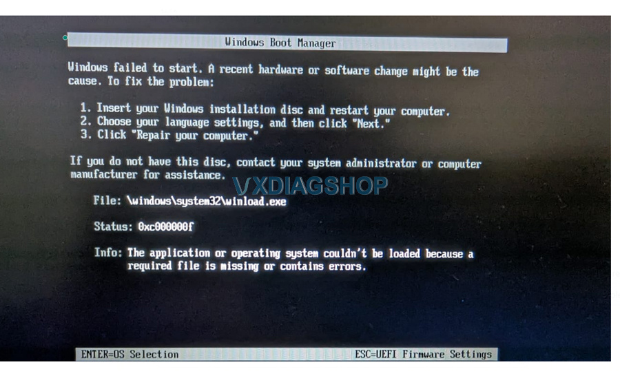 Vxdiag Jlr Hdd Windows Failed To Start
