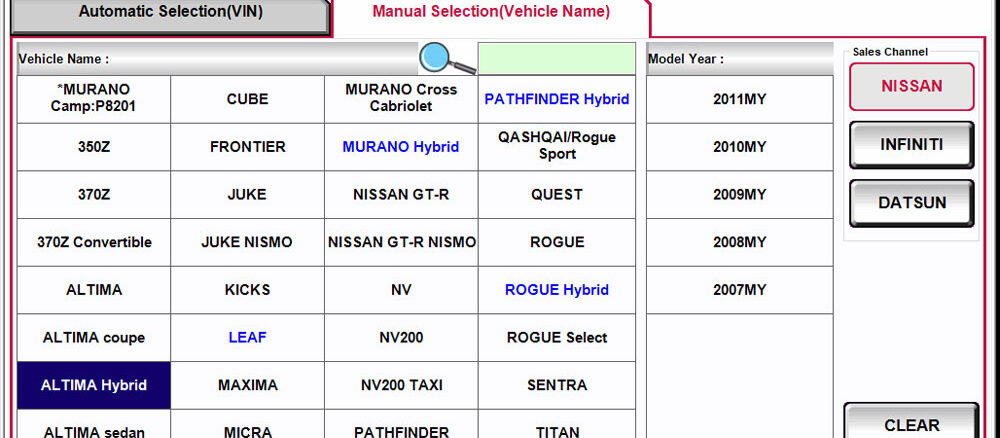 Vxdiag Nissan Vehicle List 7