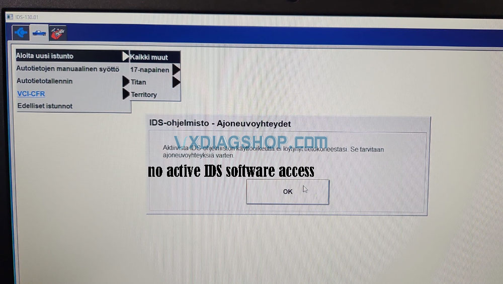 Vxdiag Ford Ids V130 No Active IDS Software Access 2