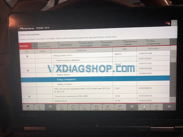 Updating Porsche Battery With VXDIAG 7