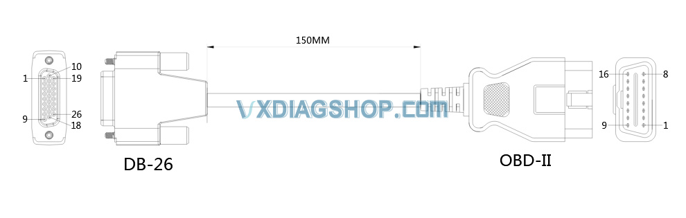 vxdiag vcx doip obdii cable pinout 1