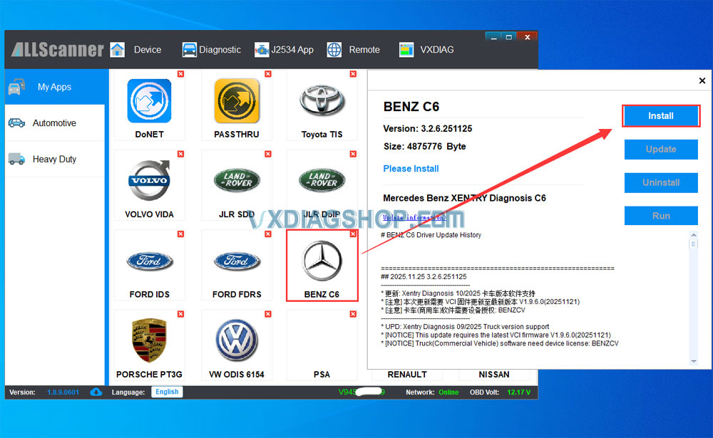 update-vxdiag-benz-truck-driver-1